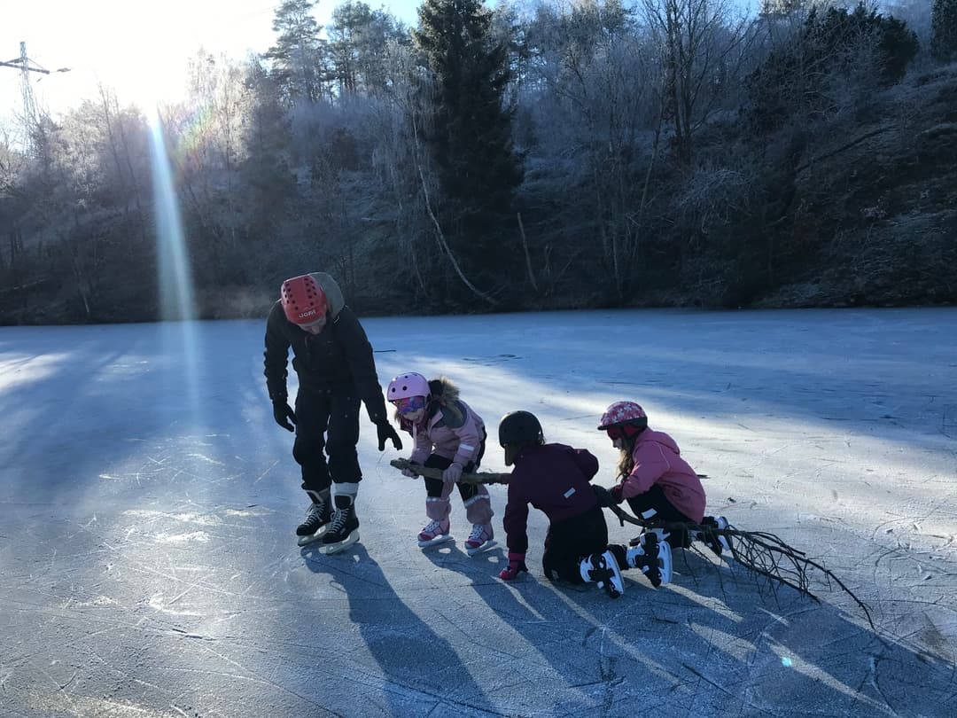 Ice skating on a frozen Swedish lake